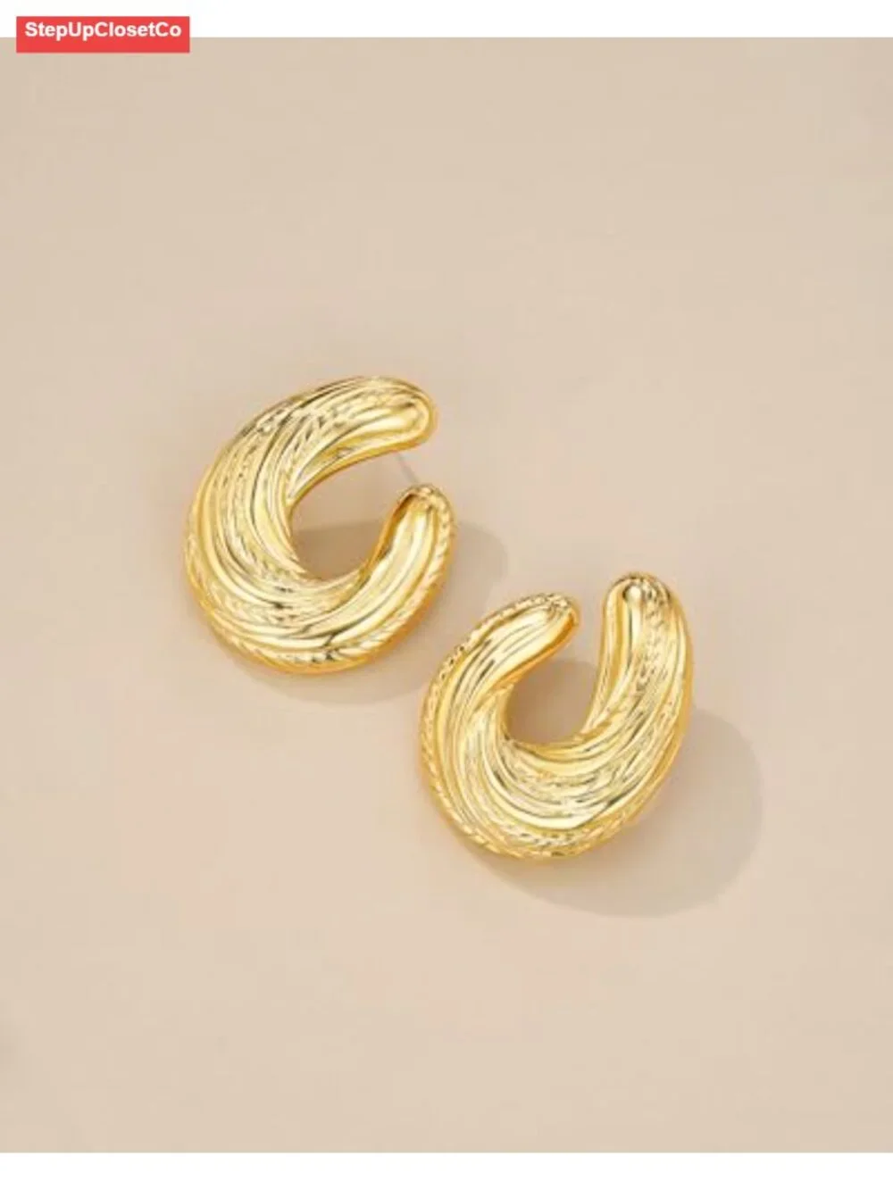 18K Gold Plated Dangle Textured Ribbed Irregular Large Leaf Statement Earrings